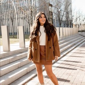 Moon River Brown Double-Breasted Teddy Coat